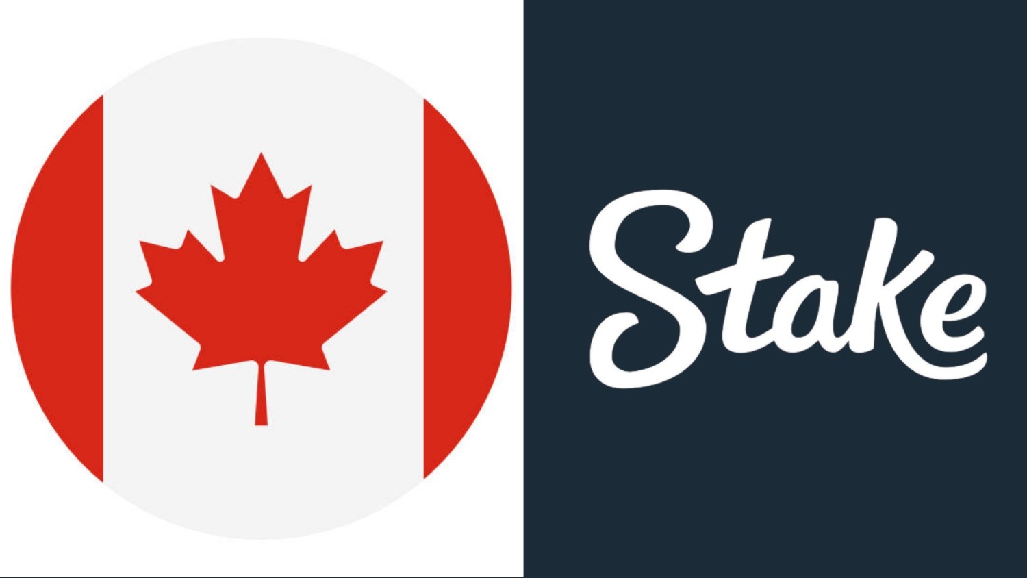 Canadian flag beside the Stake script logo illustrating the legality question