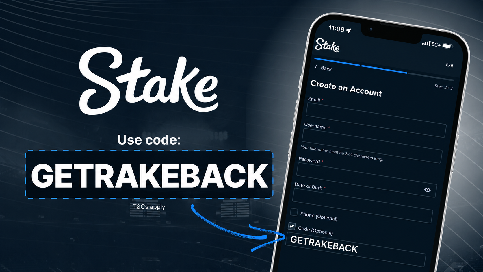 Stake promo code GETRAKEBACK for Canadian casino players